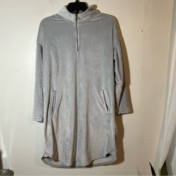 Soft Surroundings Auberon Grey Pullover Velour Dress Mock Neck - Picture 2 of 5